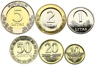 5 Litai 1991/2013 UNC * Lot of 9 Coins LITHUANIA 1 Centas