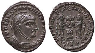Roma Antoniniano Gordiano III a dx e Virtus stante con lancia e mano sullo scudo