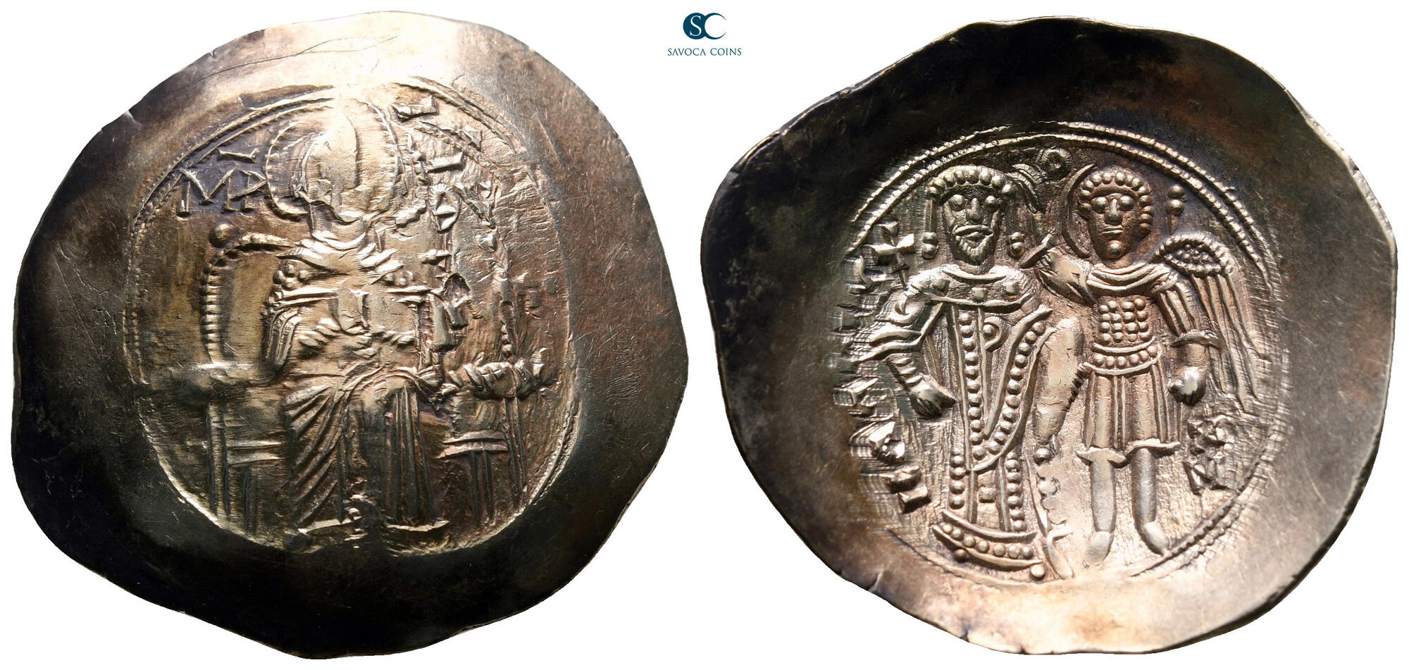 Bi Aspron trachy NGC grado fino primer reinado 1185-1195 Isaac II Angelus 
