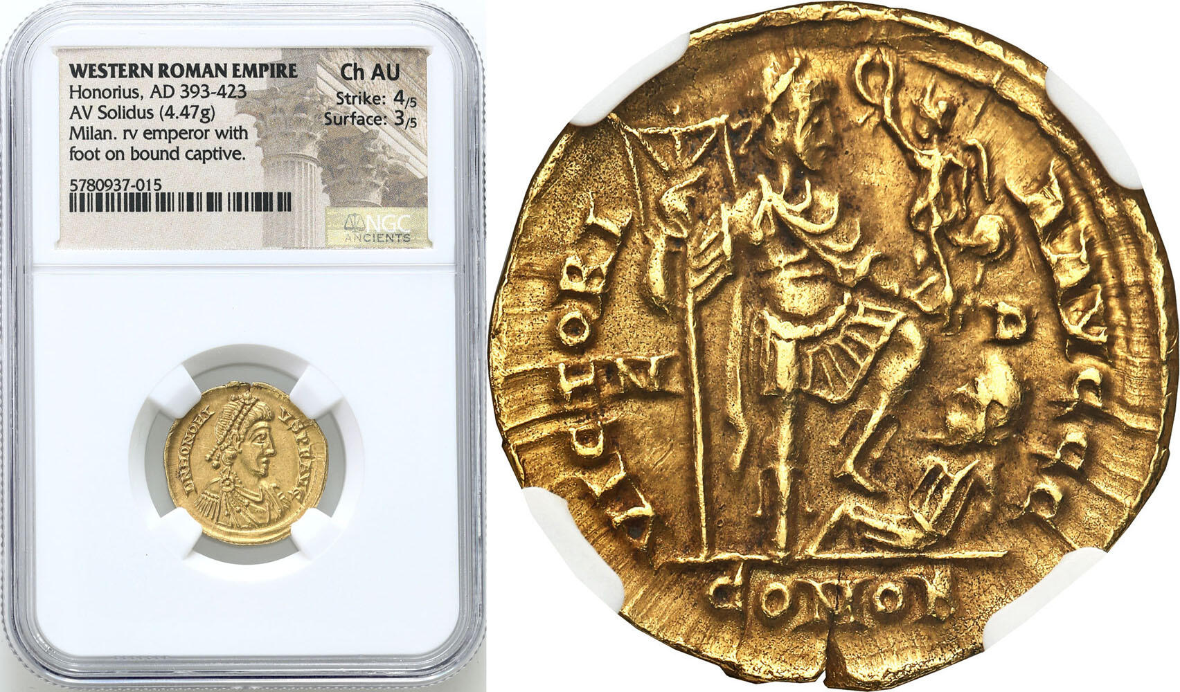 AD393-423 Roman AE of Honorius NGC VF 