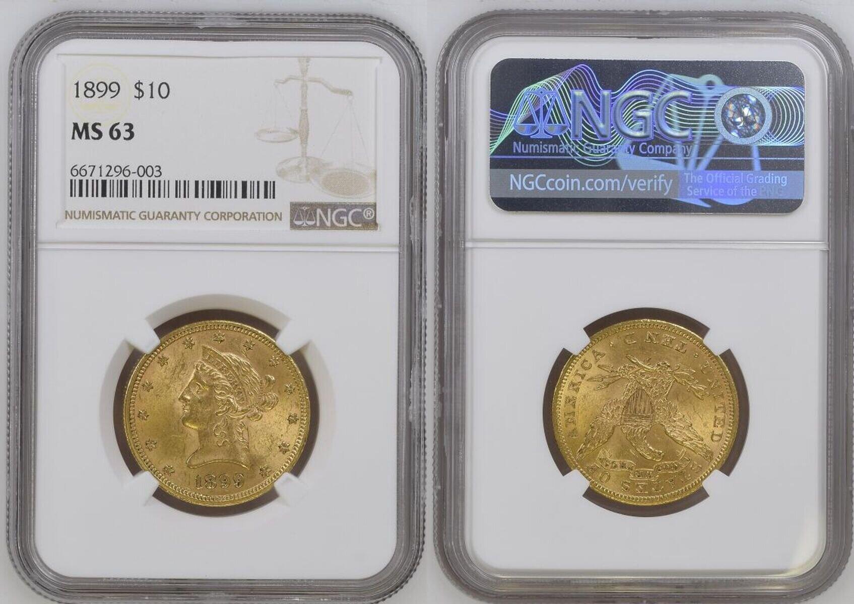 品質保証書付】 アンティークコイン NGC PCGS 1899 $10 Gold Liberty