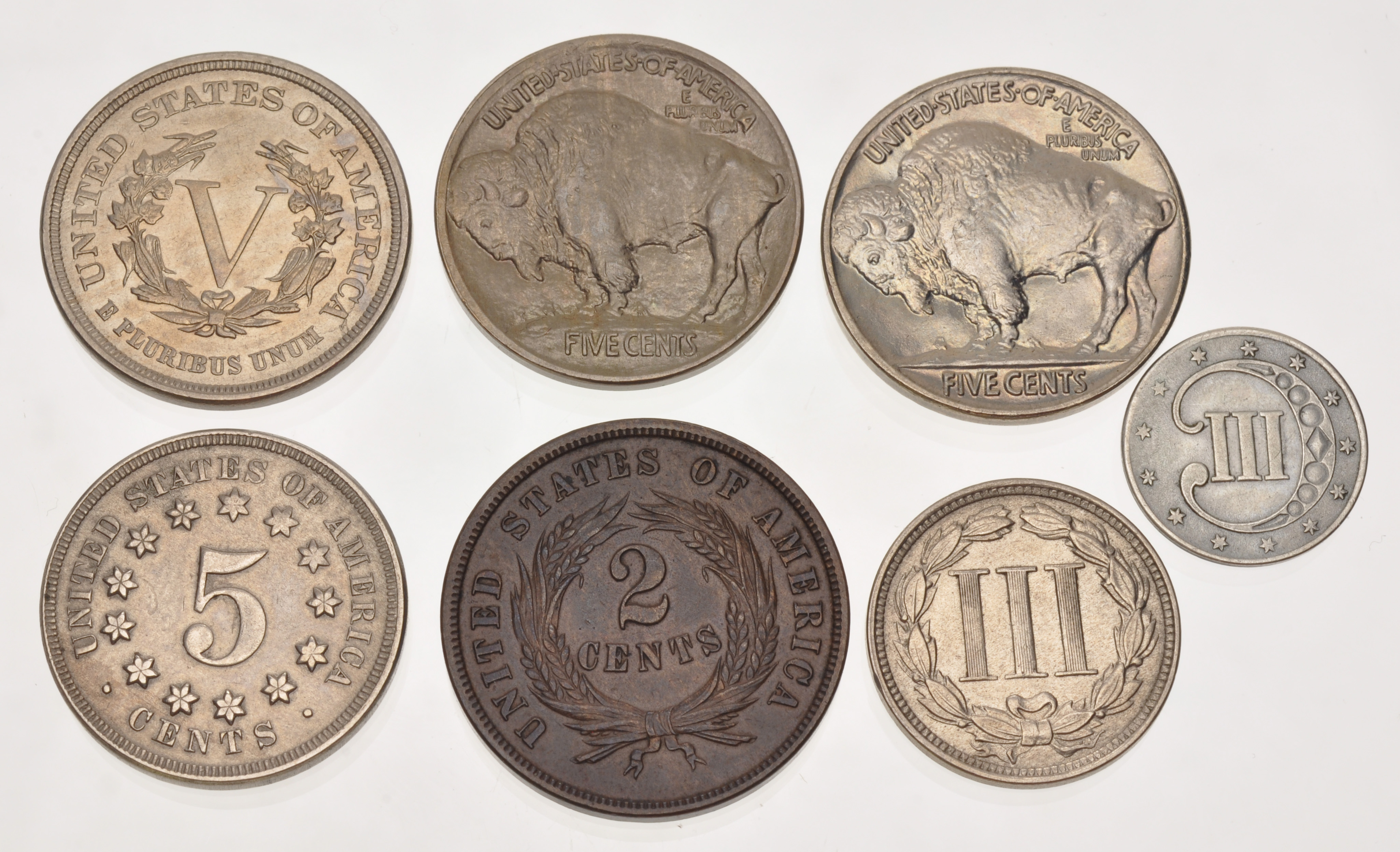 4 X HOBO MÜNZE USA 5 Five Dollar Cents Totenkopf Schädel Skull Coin Buffalo RAR 